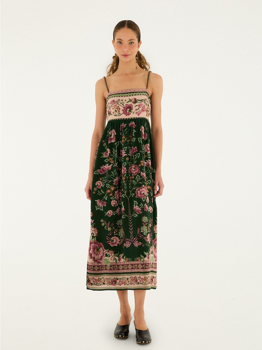 FARM Rio Green Flowering Garden Tree Sleveeless Midi Dress - Picture 5 of 6